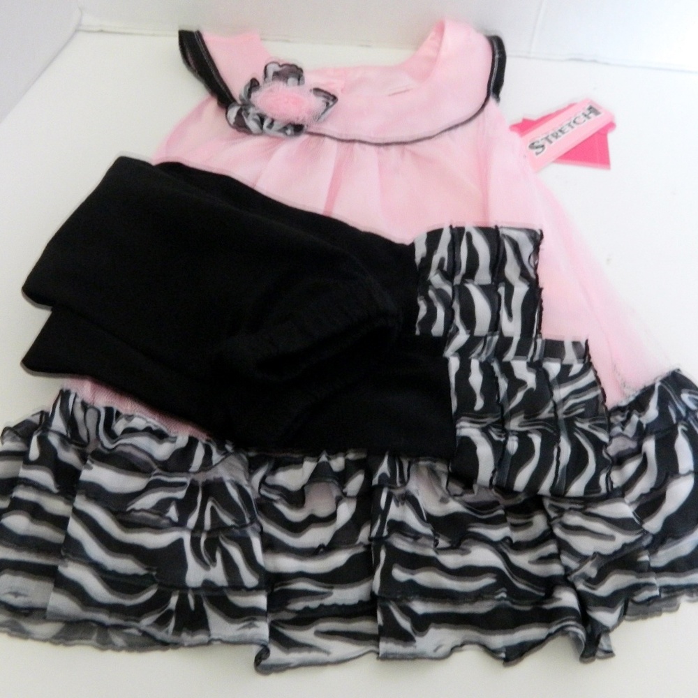 Angel Face Girl's 2 Piece Zebra Print Pink 18 Mo